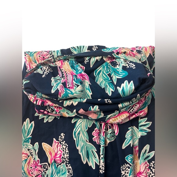 Lilly Pulitzer Malia One-Shoulder Maxi Dress Inky Navy Peanut Gallery sz S - Picture 8 of 11